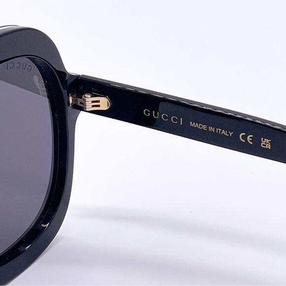 NEW GUCCI GG1240S 001 BLACK OVERSIZED ROUND WOMEN SUNGLASSES GUCCI - Picture 10 of 13